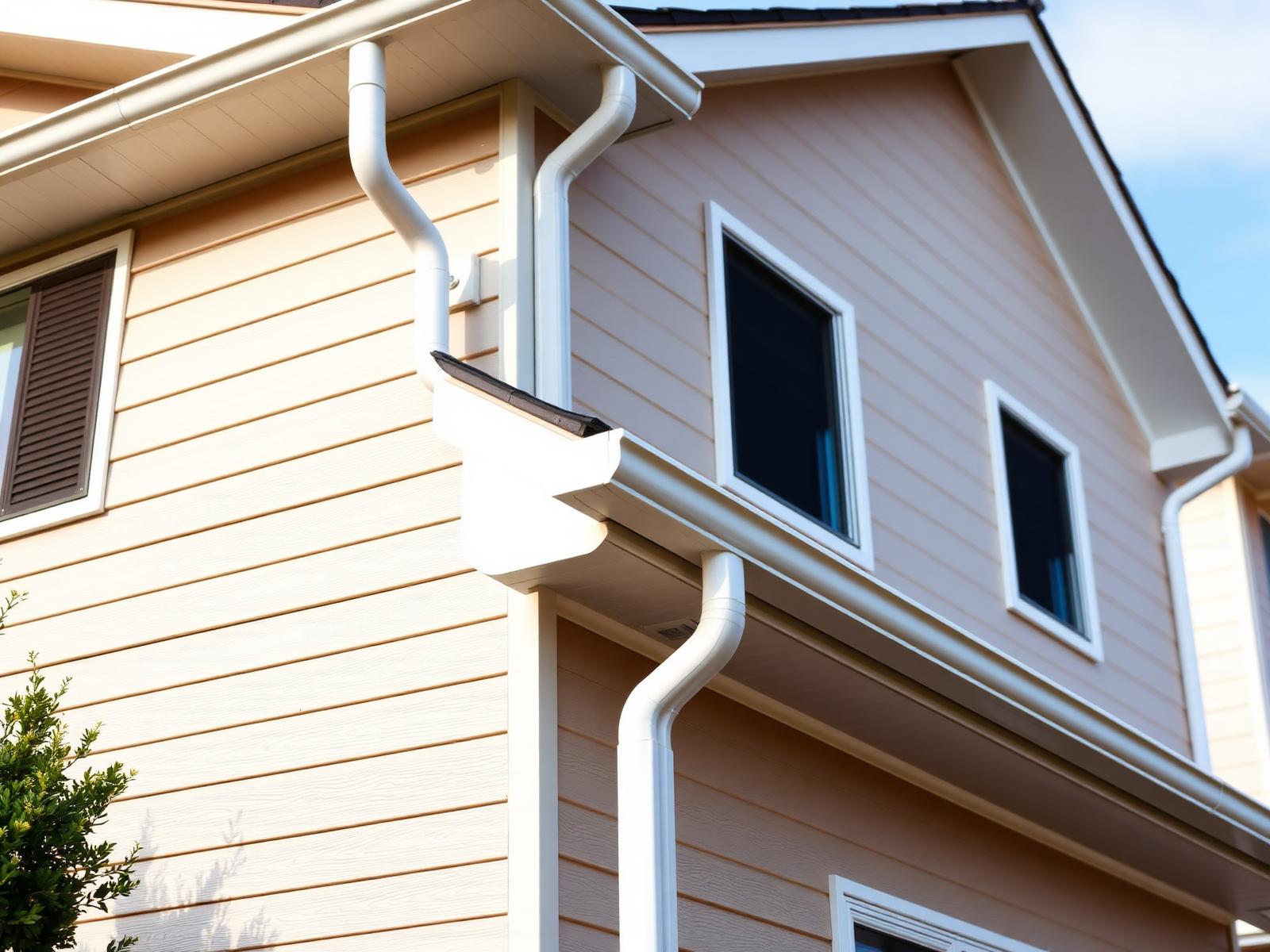 Residential home exterior with visible gutter and downspout system